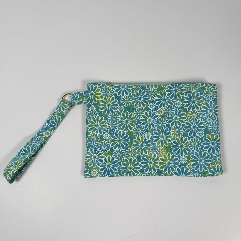 Handmade Wristlet Zipper‎ Pouch Purse Clutch Lightweight Strap New Floral Retro